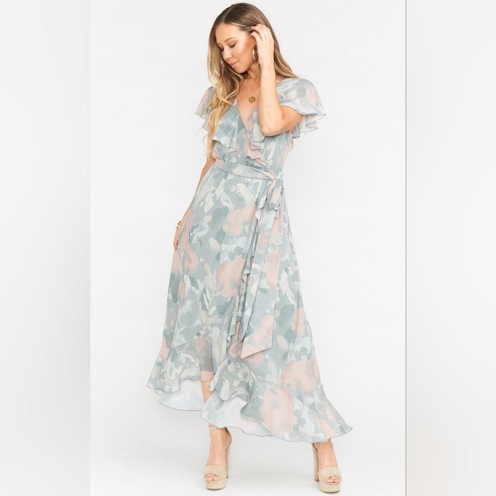 Show Me Your Mumu Size XXL Jess Ruffle Midi Dress Sage I Do Floral NWOT